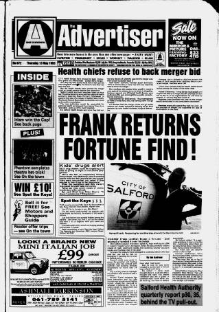 cover page of Salford Advertiser published on May 13, 1993